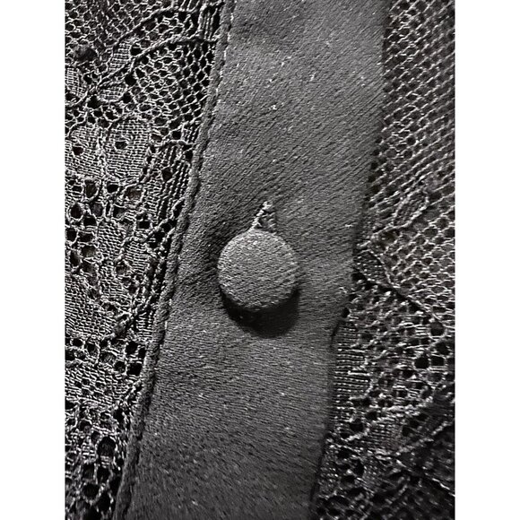 Zara Sheer Lace Black Ruffle Button Blouse Size Large Formal Designer Event City - Picture 11 of 12